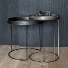 Round Tray Side Table Set